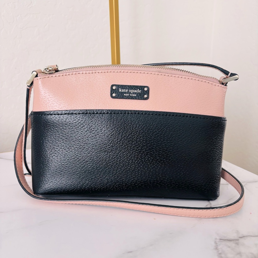 Kate Spade New York Jeanne Crossbody Top Zip Bag Black & Warm‎ Pink Vellum